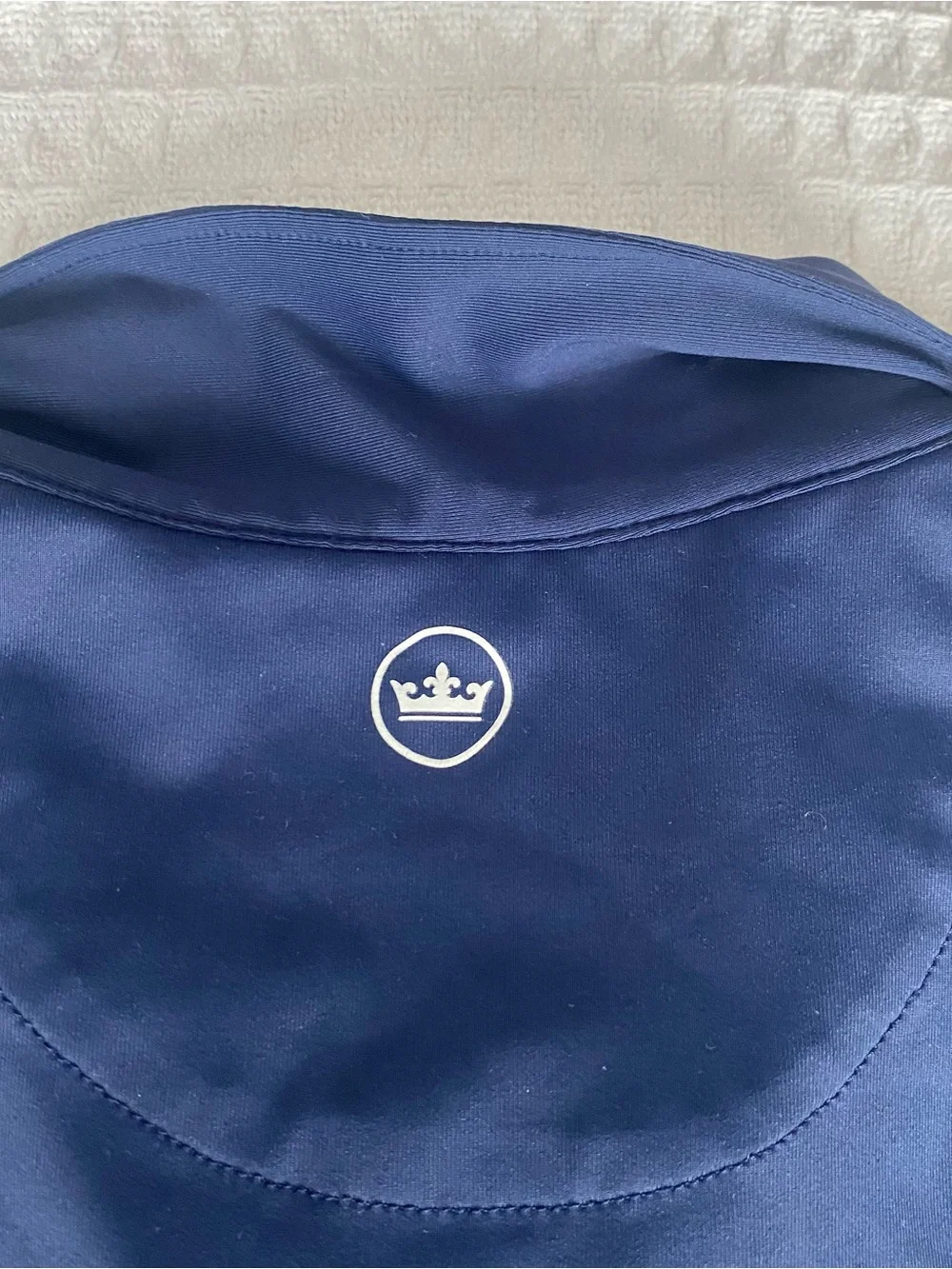 Peter Millar Navy Sleeveless Polo with White Trim and Embroidered Crest large
